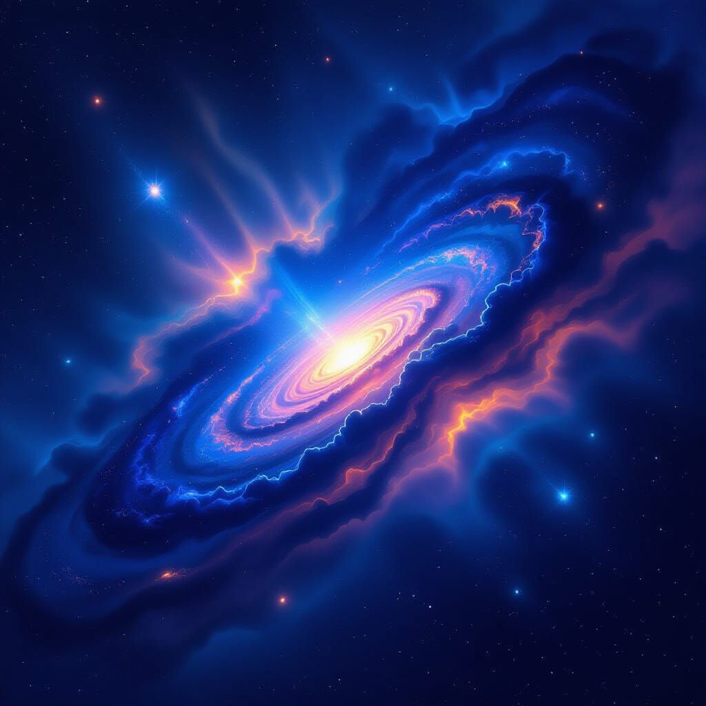 Galactic Blue Tracker Icon: Cosmic Digital Art