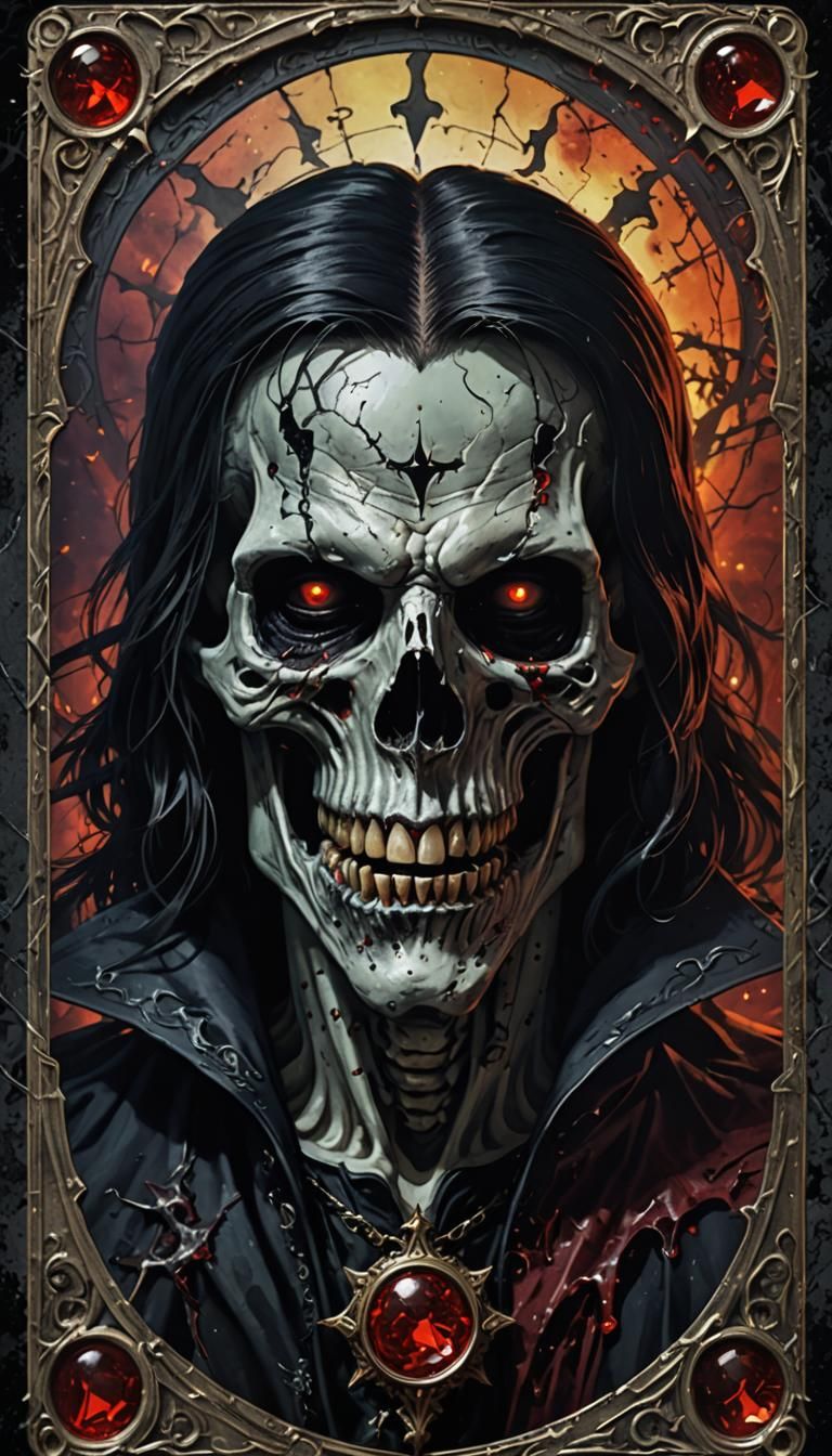 Vampire Death Tarot Card in Hyperrealistic Style
