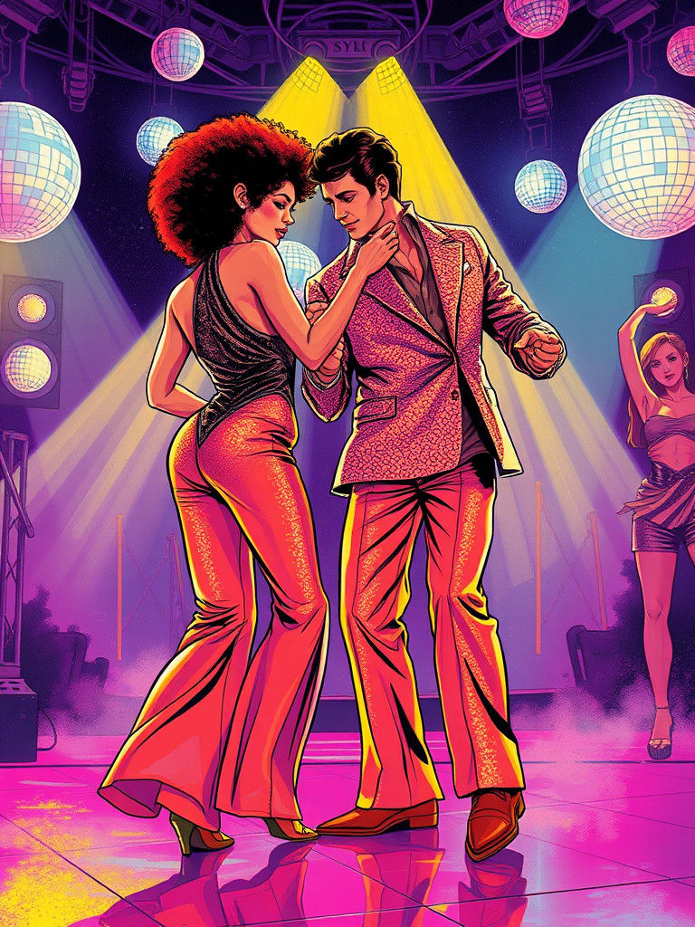 Couple Dancing in Disco Lights, Nagel Style