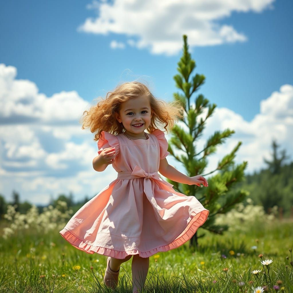 Radiant Young Princess in Whimsical Meadow