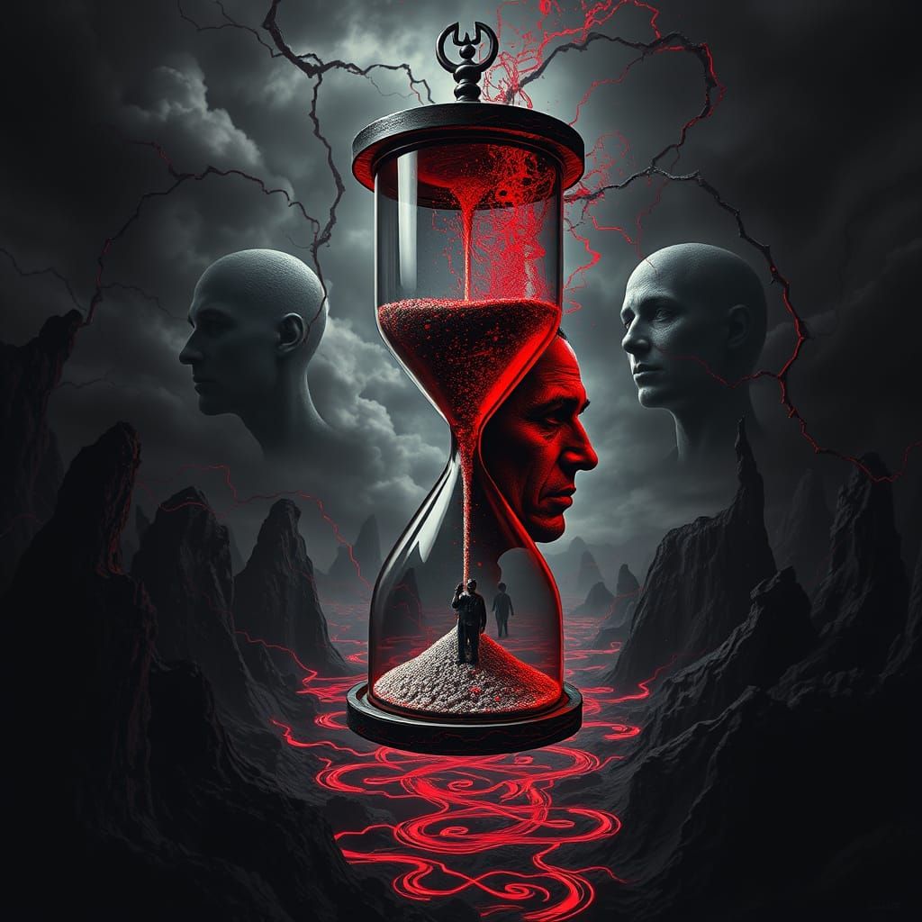 Warped Hourglass in a Surrealist Dystopia