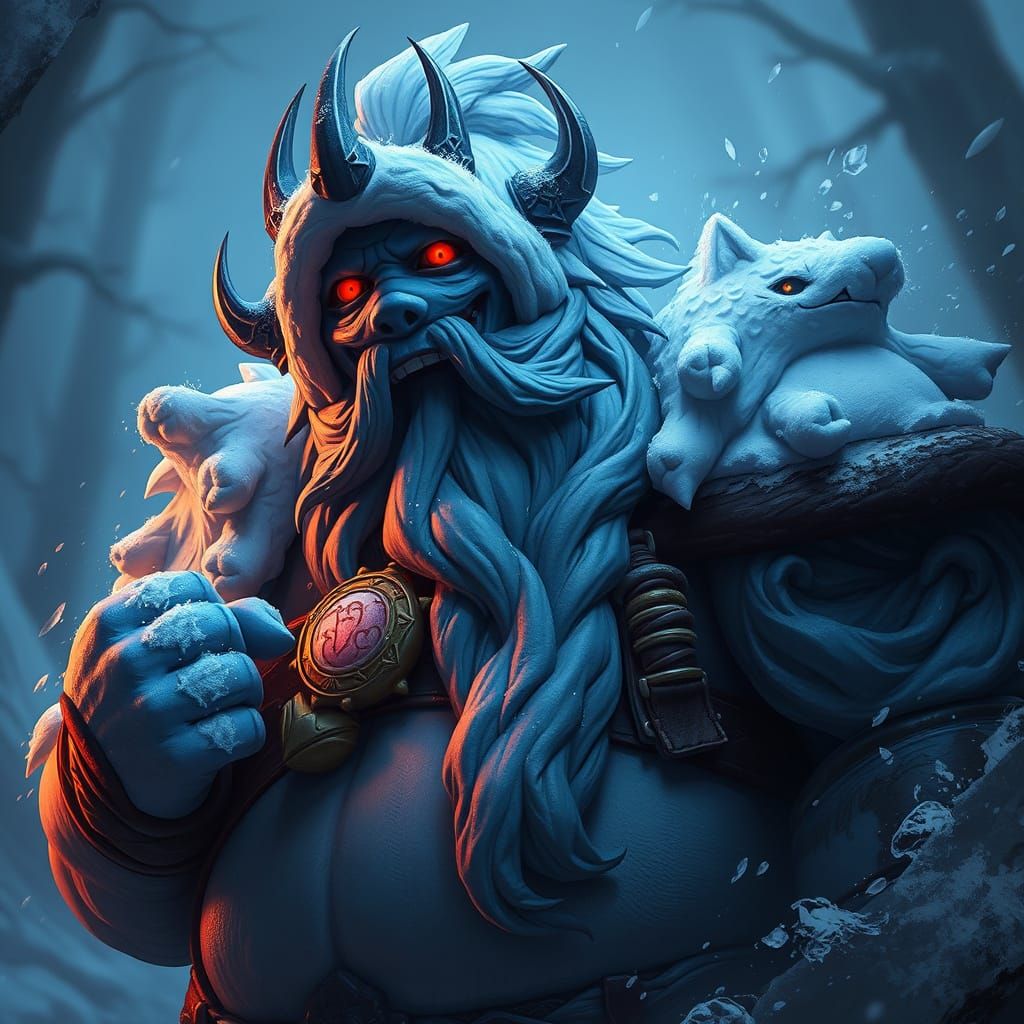Frost Genasi Snorlax DND Character in Detailed Fantasy Art