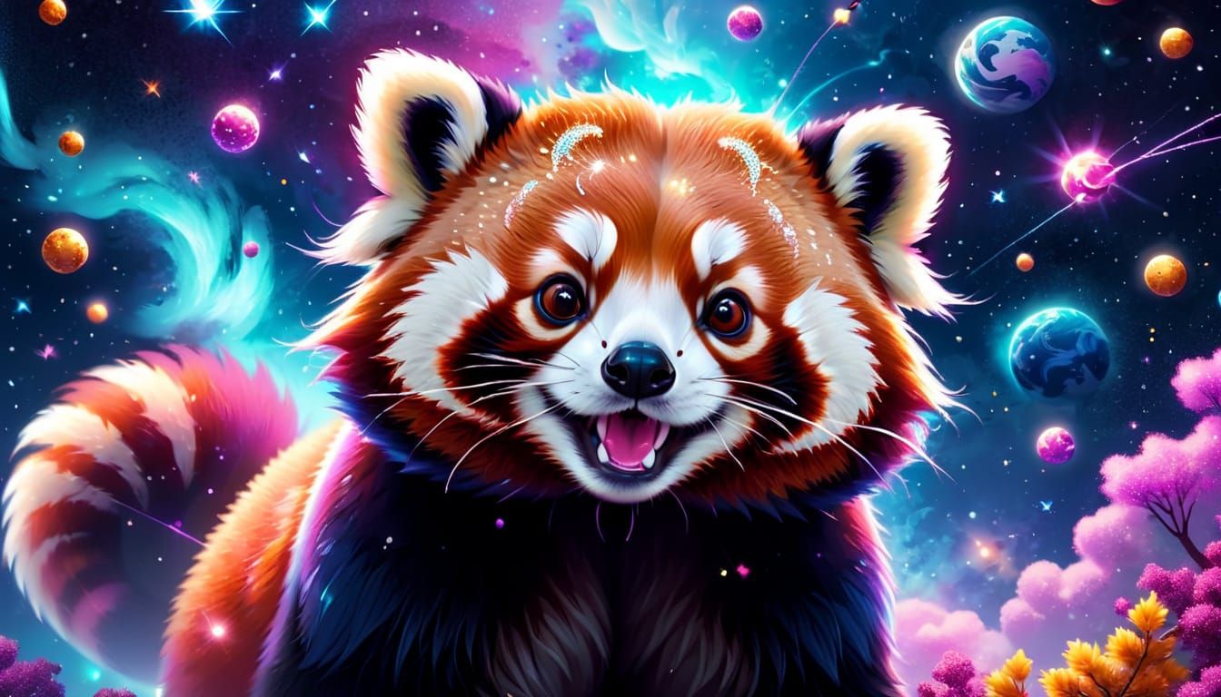 Sparkling Red Panda in a Cosmic Void