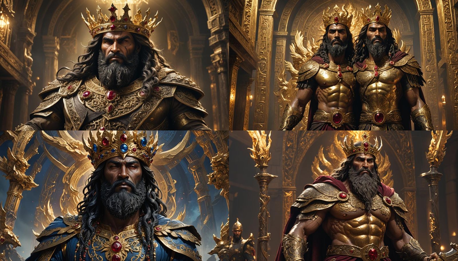 Bronze God with Ruby Crown, Detailed Matte Painting