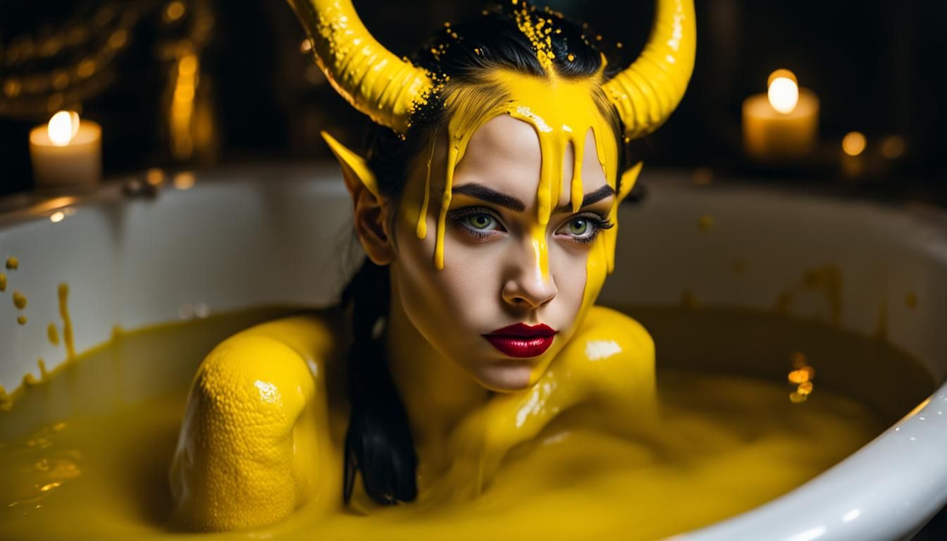 Demon girl in bath