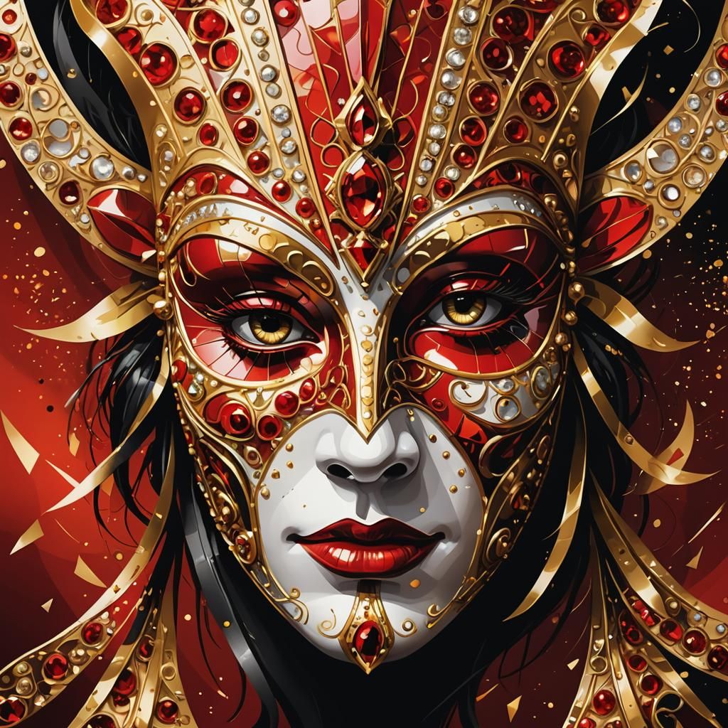 Fractured Abstract Mask with Tear: Vector Art