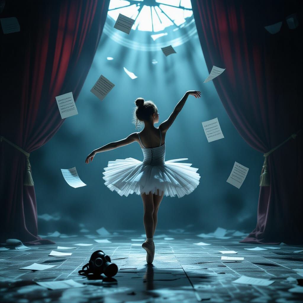 Ballerina's Dance in Abandoned Theater