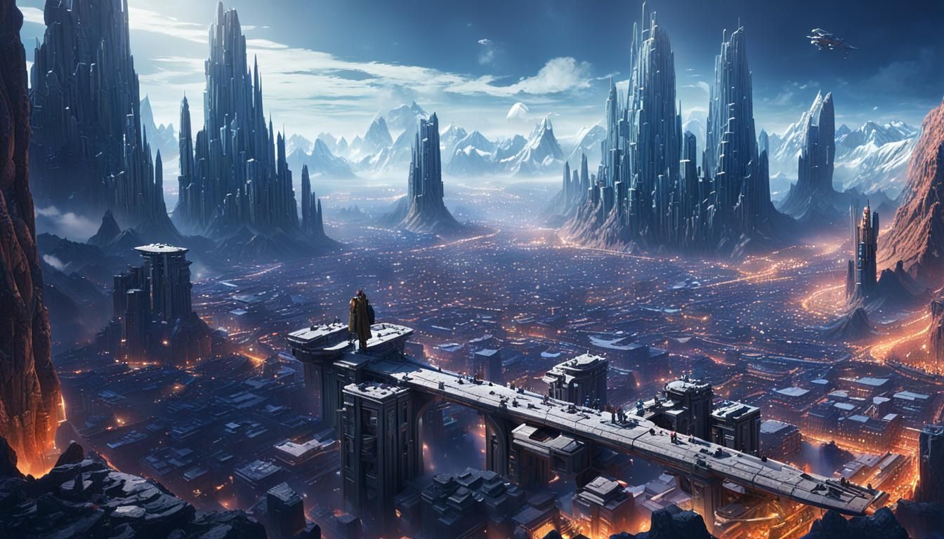 Monolithic Cityscape on Planet Datoo in Fantasy Art