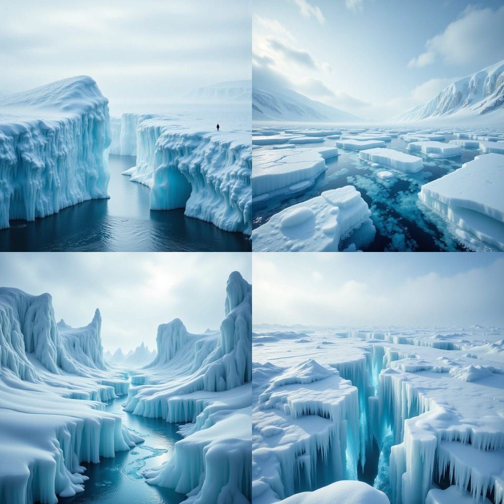 Vast Frozen Wilderness Under Icy Light