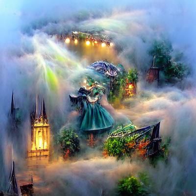 Ethereal Fantasy Landscape in Kinkade Style