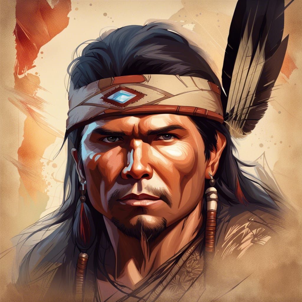Wanted Poster: Native American Warrior Portrait
