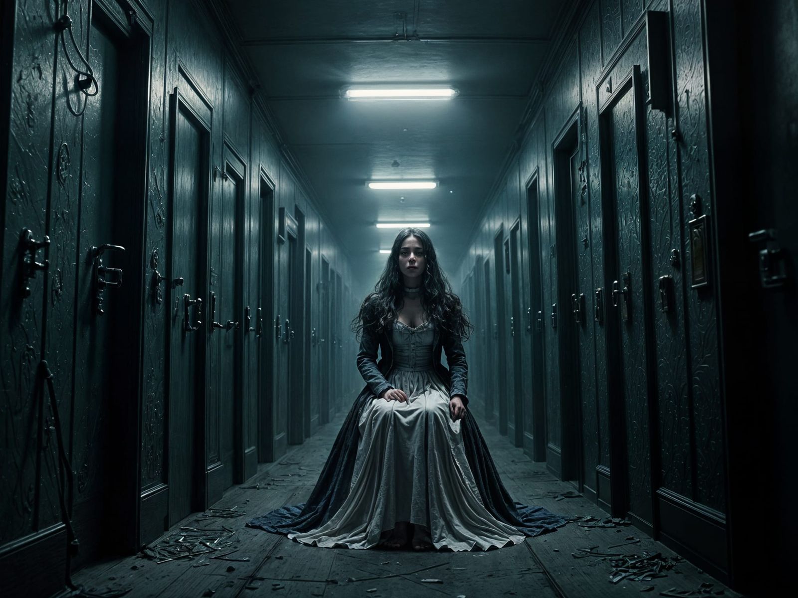 Alice in Wonderland in Asylum: Hyperrealistic Oil Painting