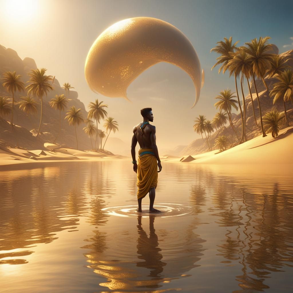 Golden Beach on Alien Planet: Fantasy Concept Art