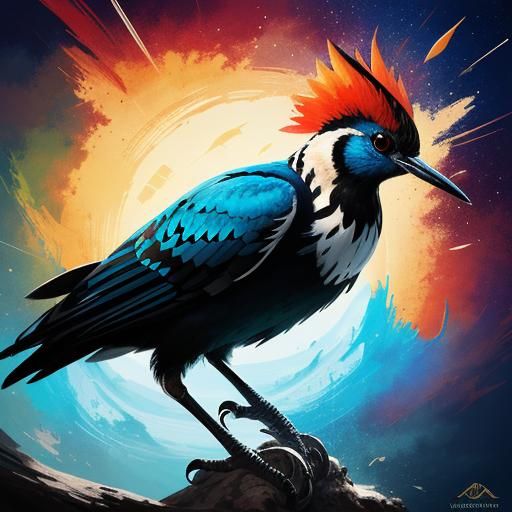 Hyperrealistic Eurasian Hoopoe Bird in Splash Art Style