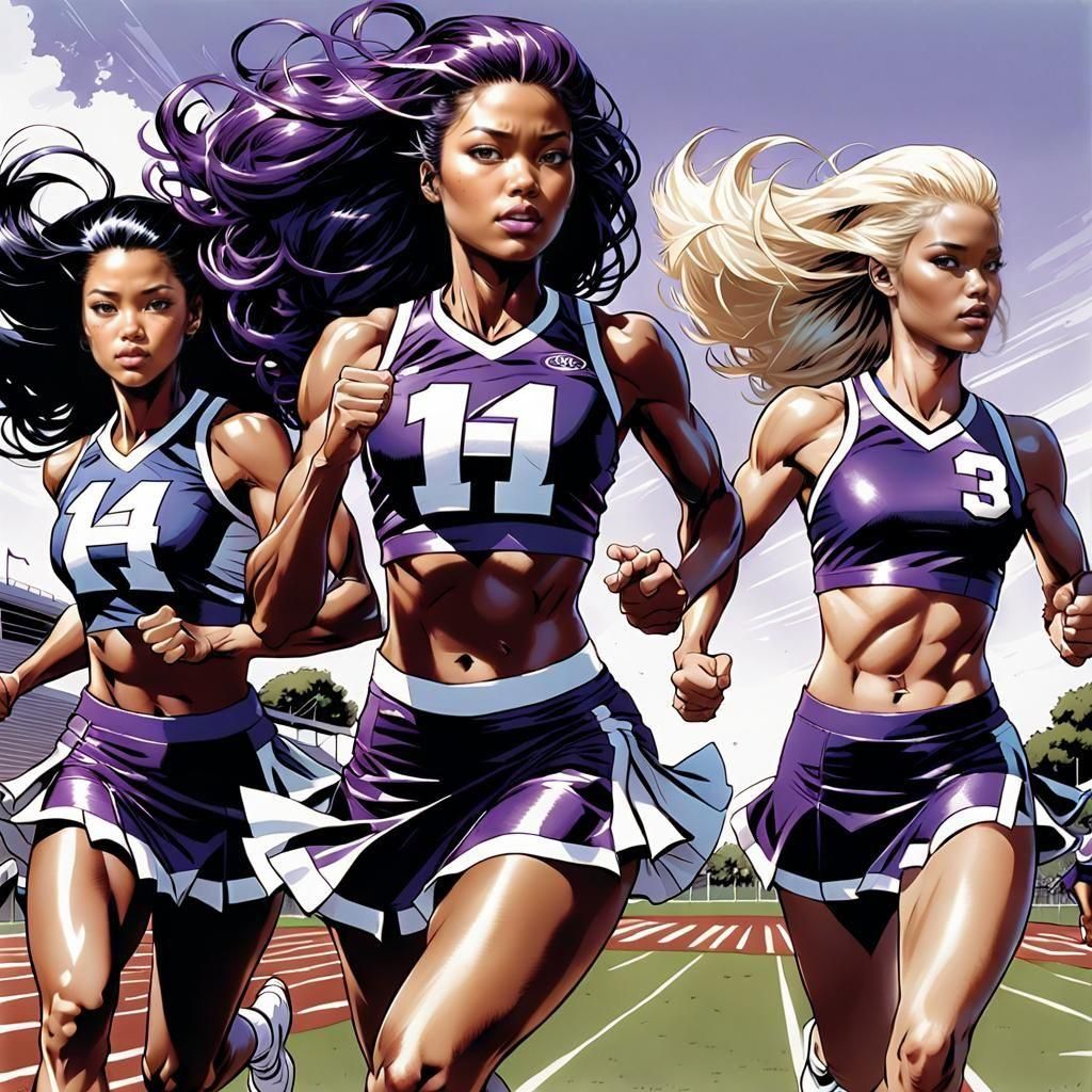 Cheerleaders in Action: Hyperdetailed Comic Art