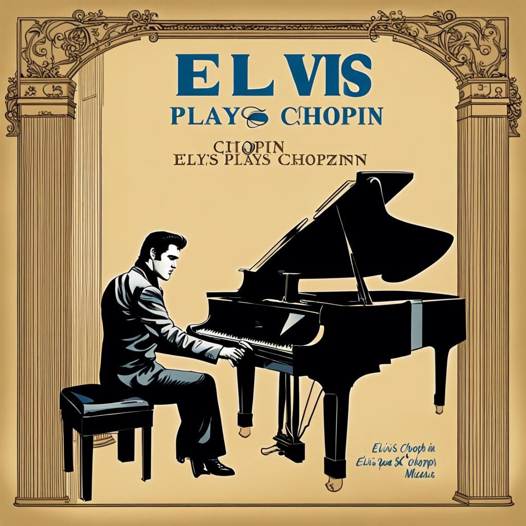 An album cover for a music CD where Elvis is trying to play classical music.
