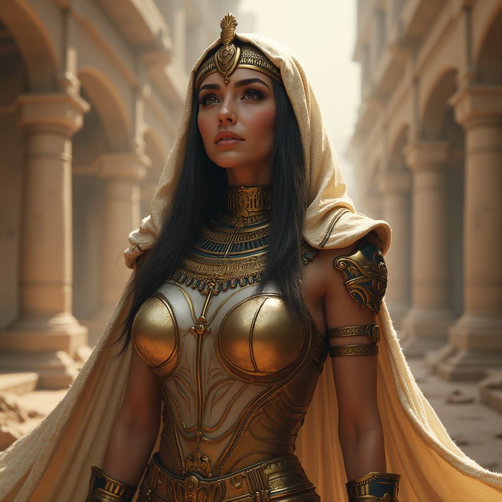 Sci-Fi Egyptian Princess in Spaceport Armor
