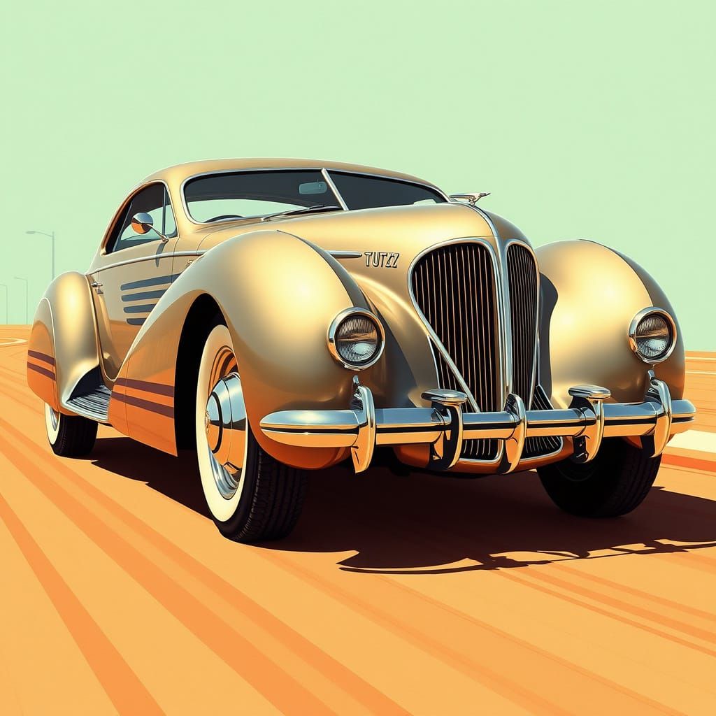 Vintage Stutz Bearcat in Art Deco Style