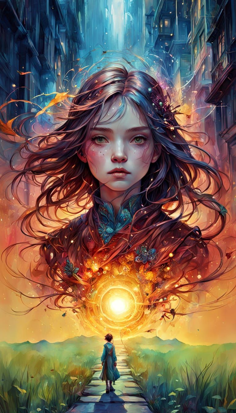 Lucid Dream Doorway: Stylized Watercolor & Ink Art