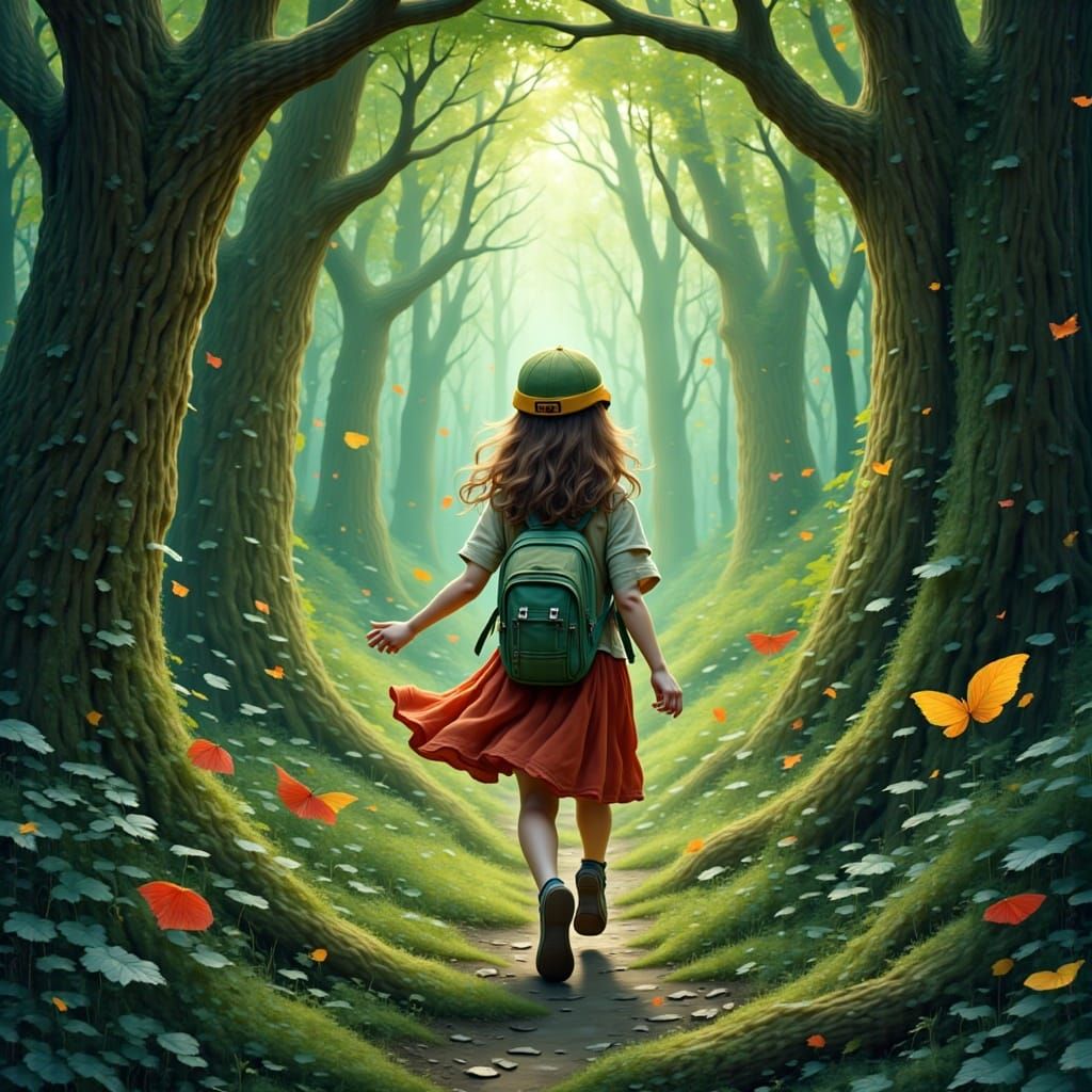 Girl Wanders Forest in Alienesque Style