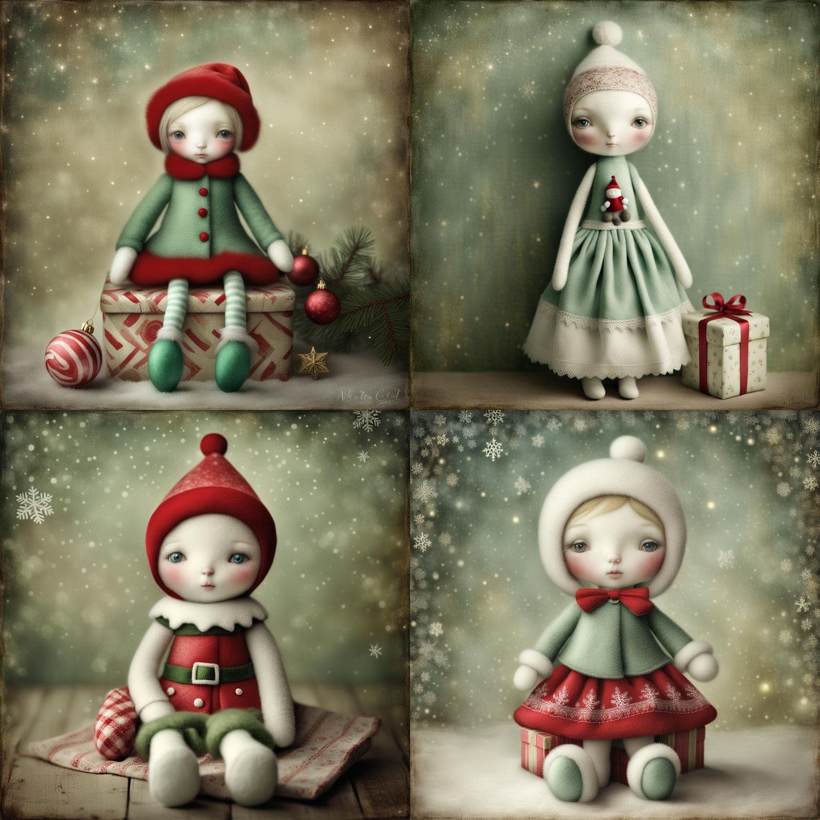 Christmas Plush in Nicoletta Ceccoli Style