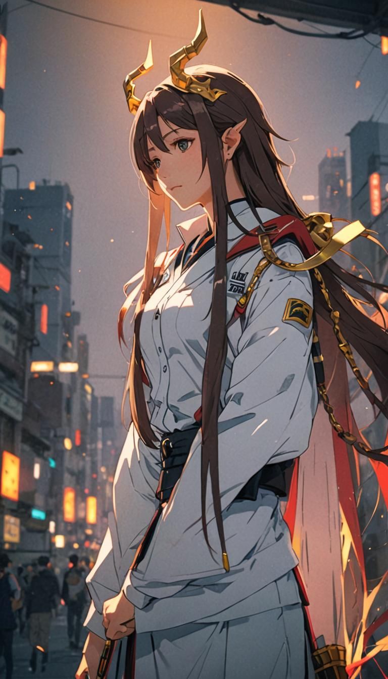 Anime Style Female Demon in Deep Color