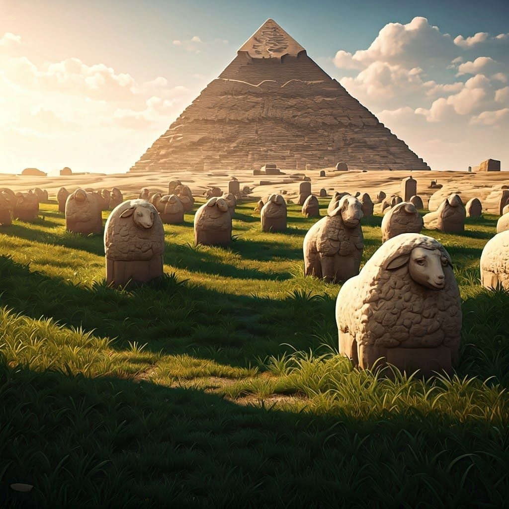 Ancient Animals Amidst Pyramids in a Haunting Anime Art Styl...