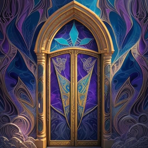 Lapis Lazuli Castle Doors in Abstract Fractal Art