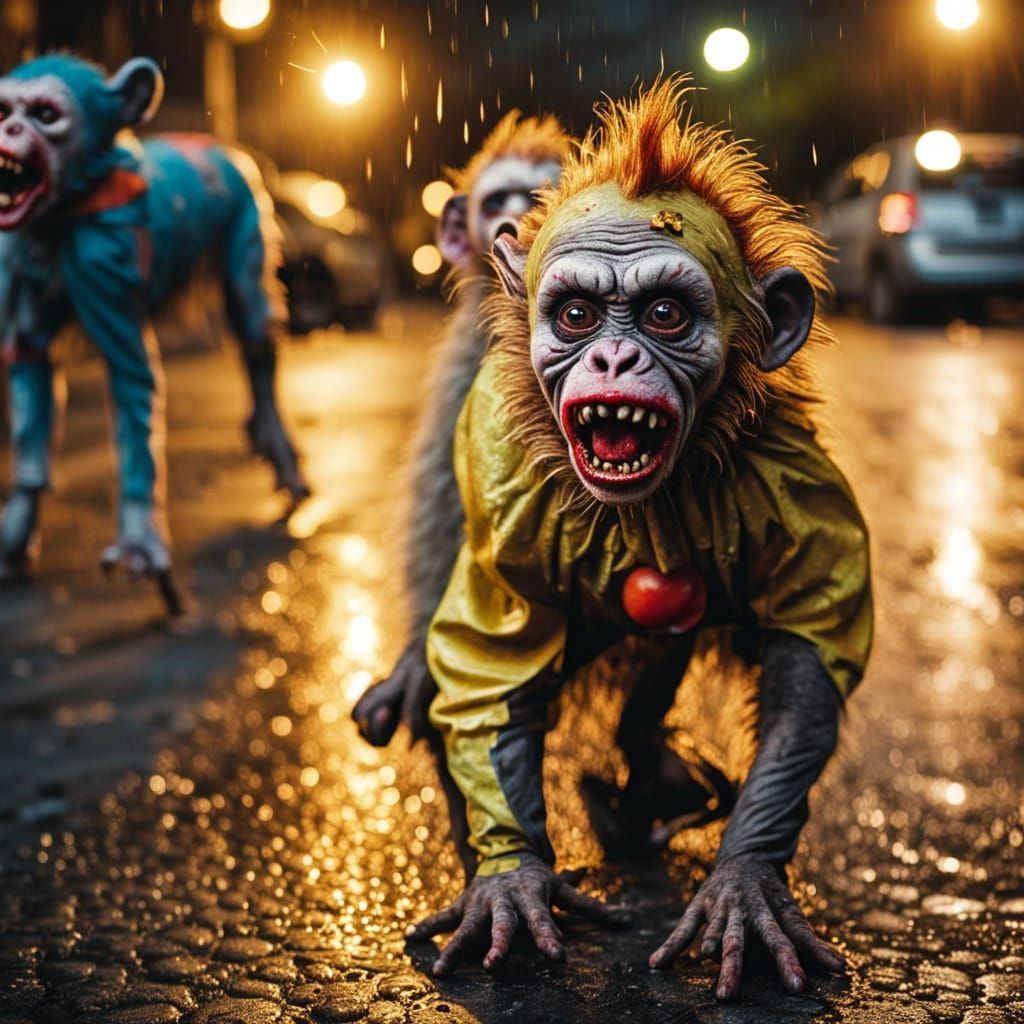 Horror Photography: Zombie Monkey Clown Infants Play