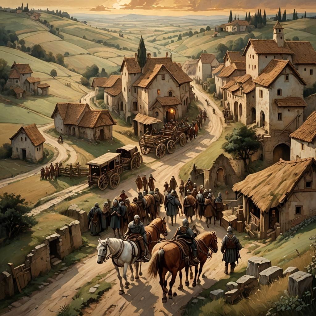 Gaul Crossroads Ambush: Medieval Fantasy Oil Painting