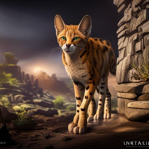 Detailed Serval Painting in Deep Color