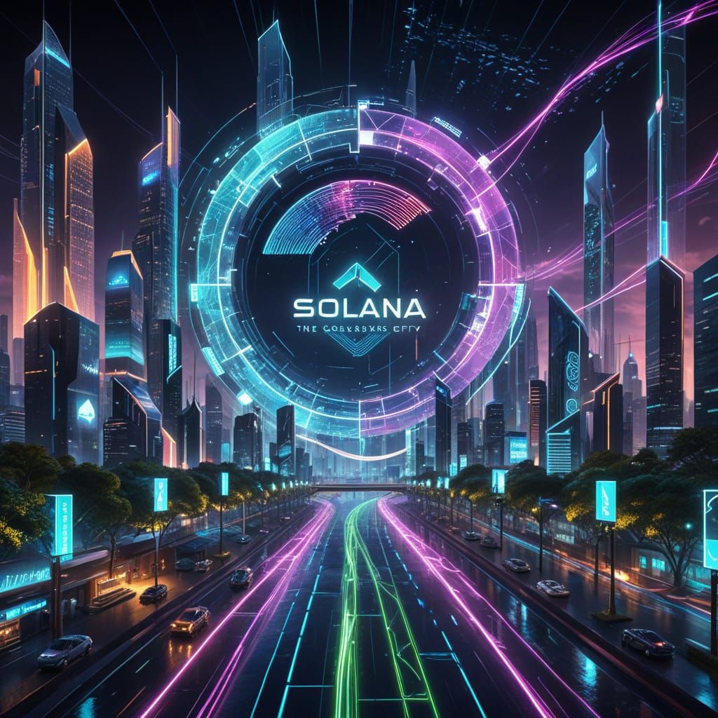 Surreal Future City Rebuilt from Digital Circuits and Neon L...