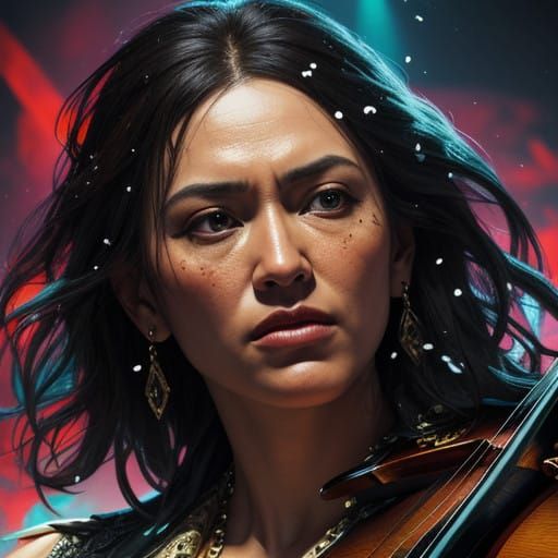 Hyperrealistic Musical Maestro Defined by Splash Art