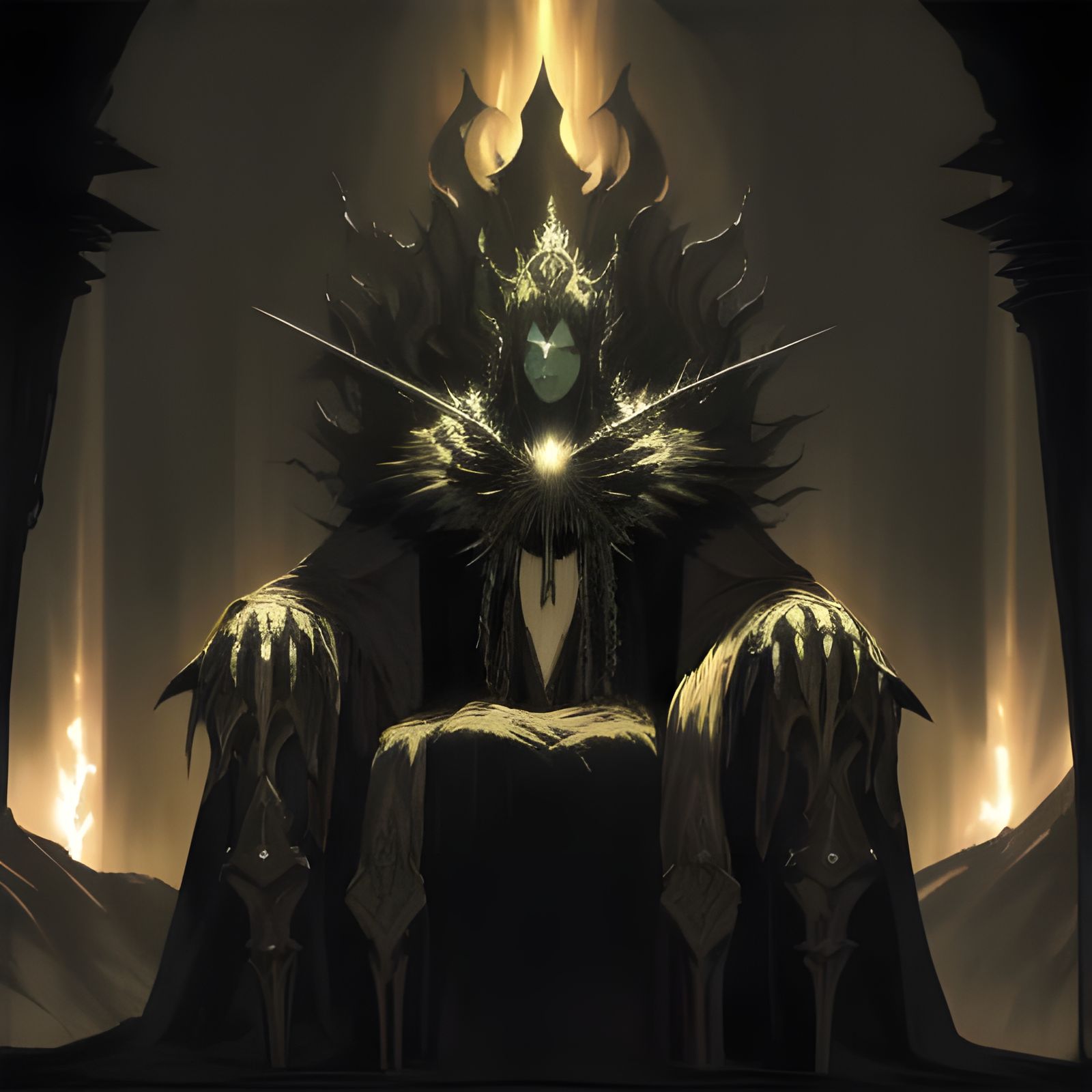 Monarch on Throne in Gothic Chamber