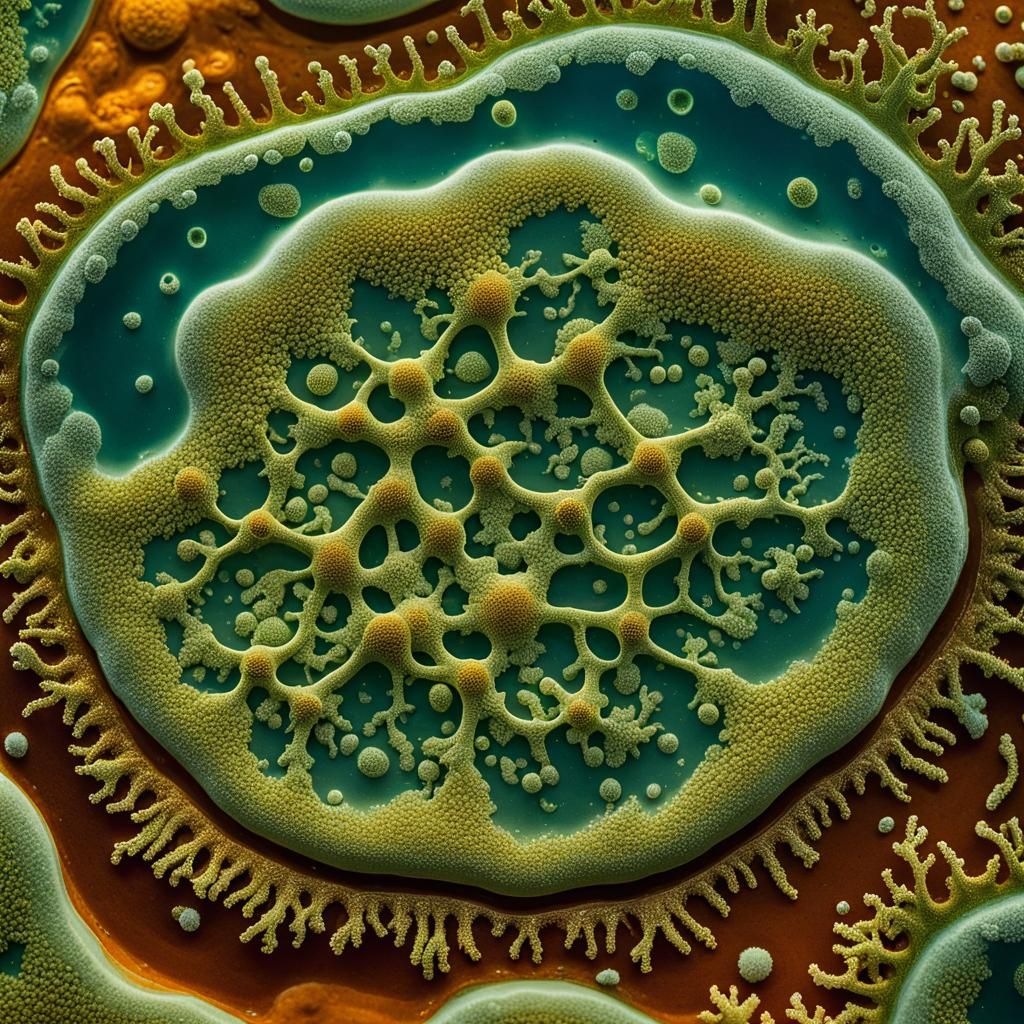 Microbial Colony: A Hyperrealistic Scientific Photo