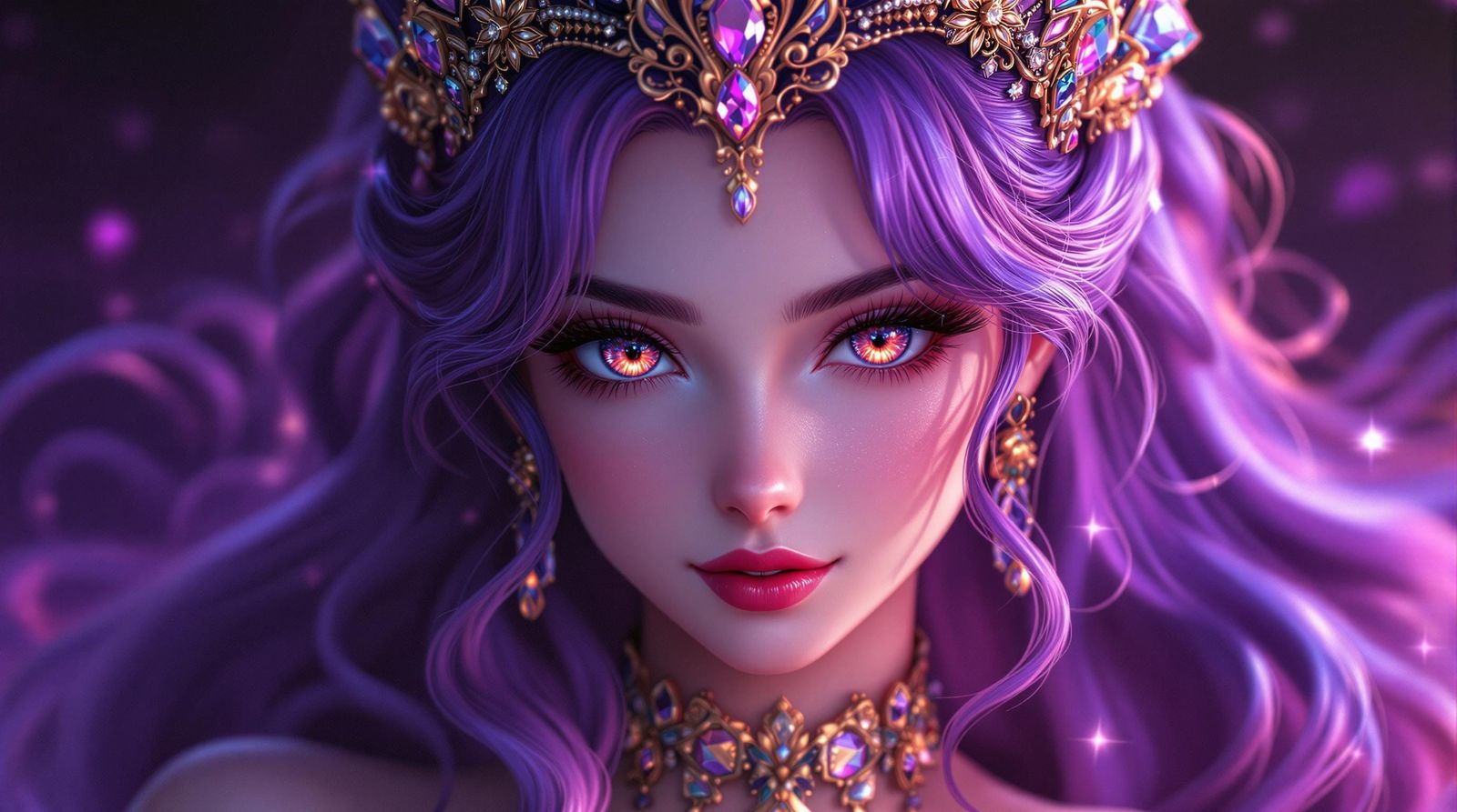 Anime Princess in Violet Hues, Illuminated by Darkness