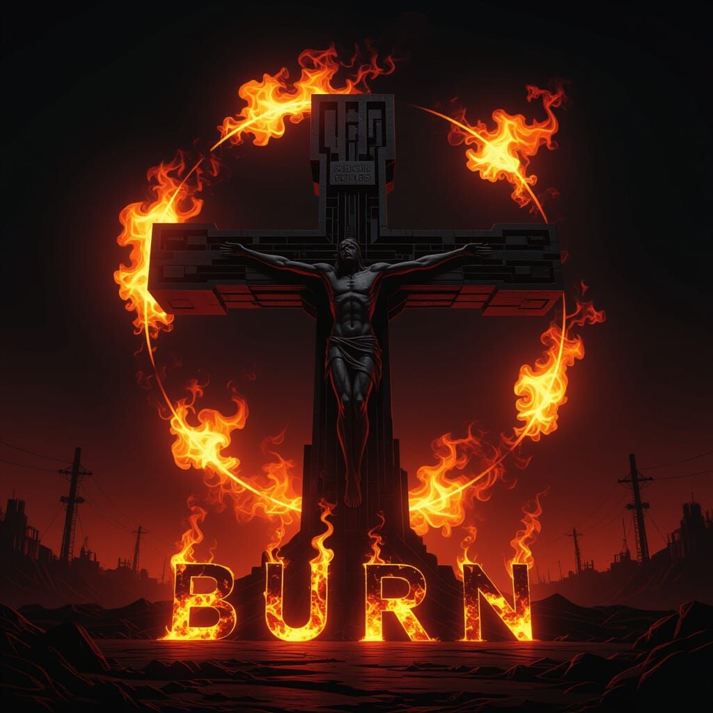 Infernal Cross in Biomechanical Apocalyptic Style