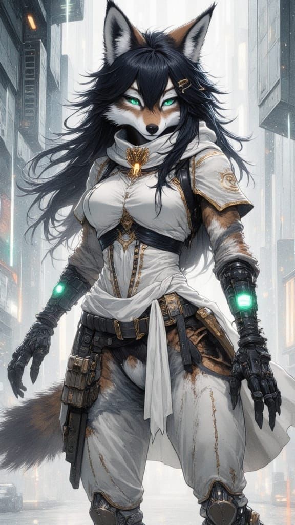 Wolf Sci-Fi Hangar Interior in Watercolour Style