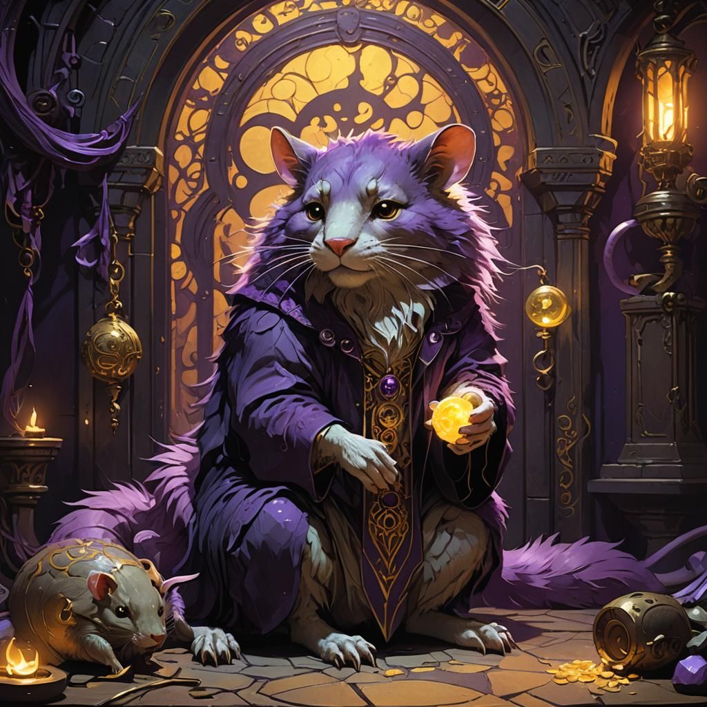 Dark Fantasy Creature in Mystical Chamber