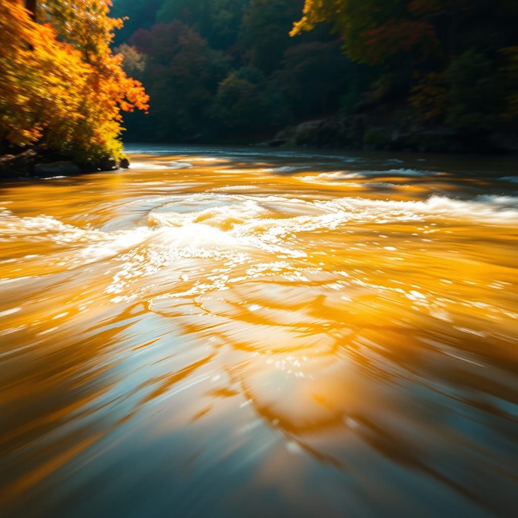 Autumn River Reflections: Vibrant Fall Foliage and Dappled L...