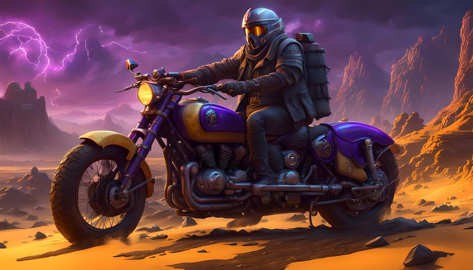Fantasy Motorcycle in Magic Wastelands: Dark Concept Art