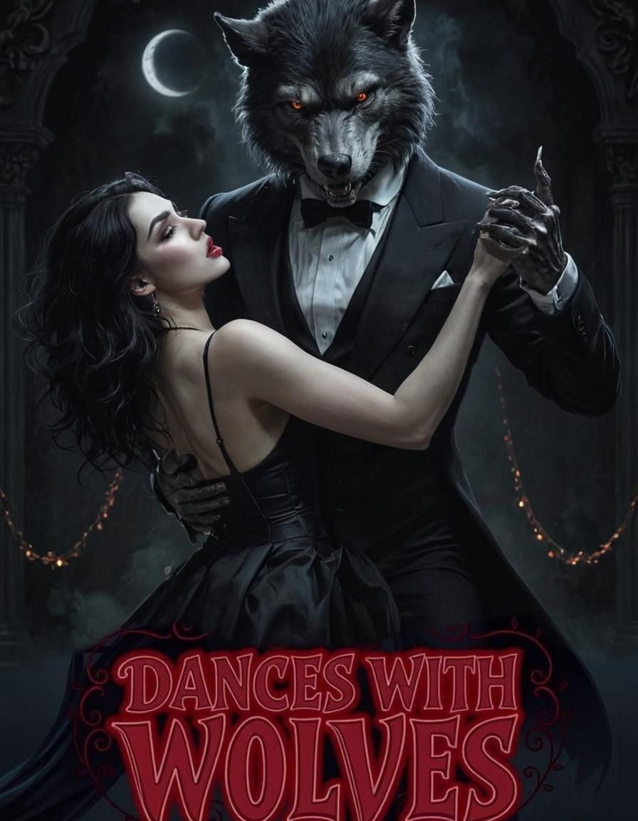 Werewolf and Vampire Tango in Moonlit Ballroom