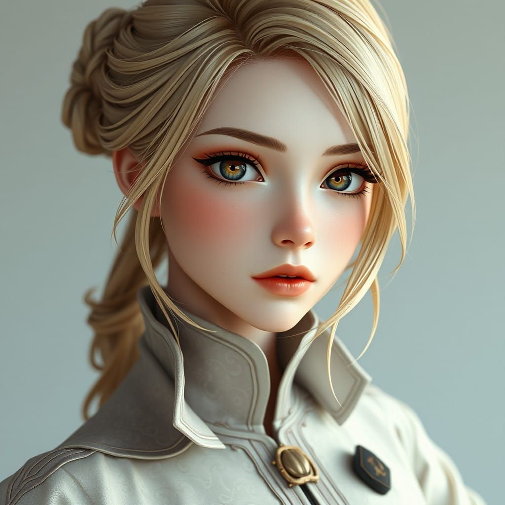 Elegant Anime-Inspired Lady in 3D