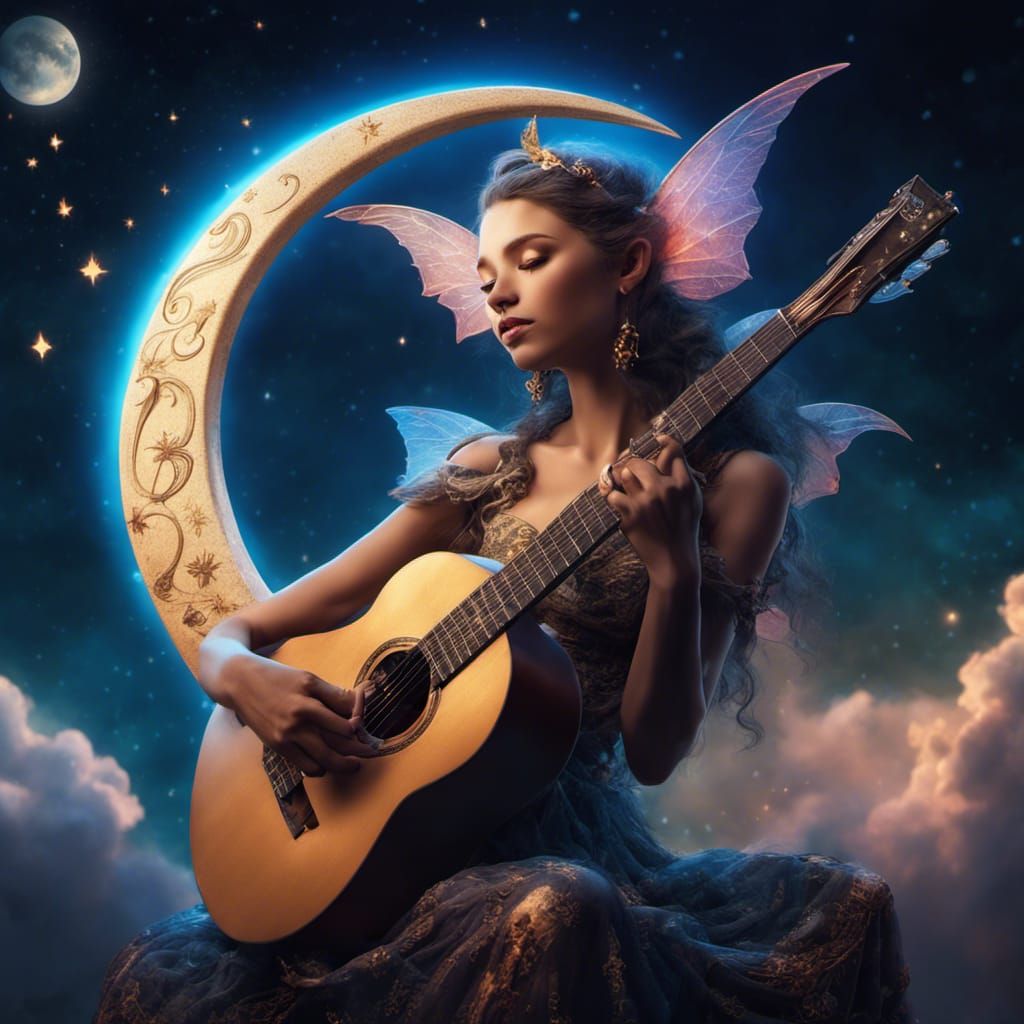 Dream Fairy Plays Guitar on Crescent Moon