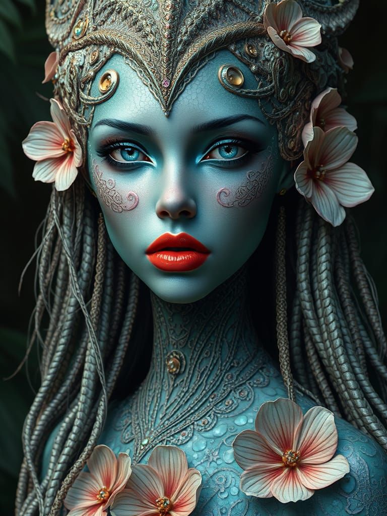 Alien Goddess in Elaborate Detail: Fantasy Art