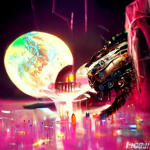 Mechanical Planet Art in Steampunk Dieselpunk Style