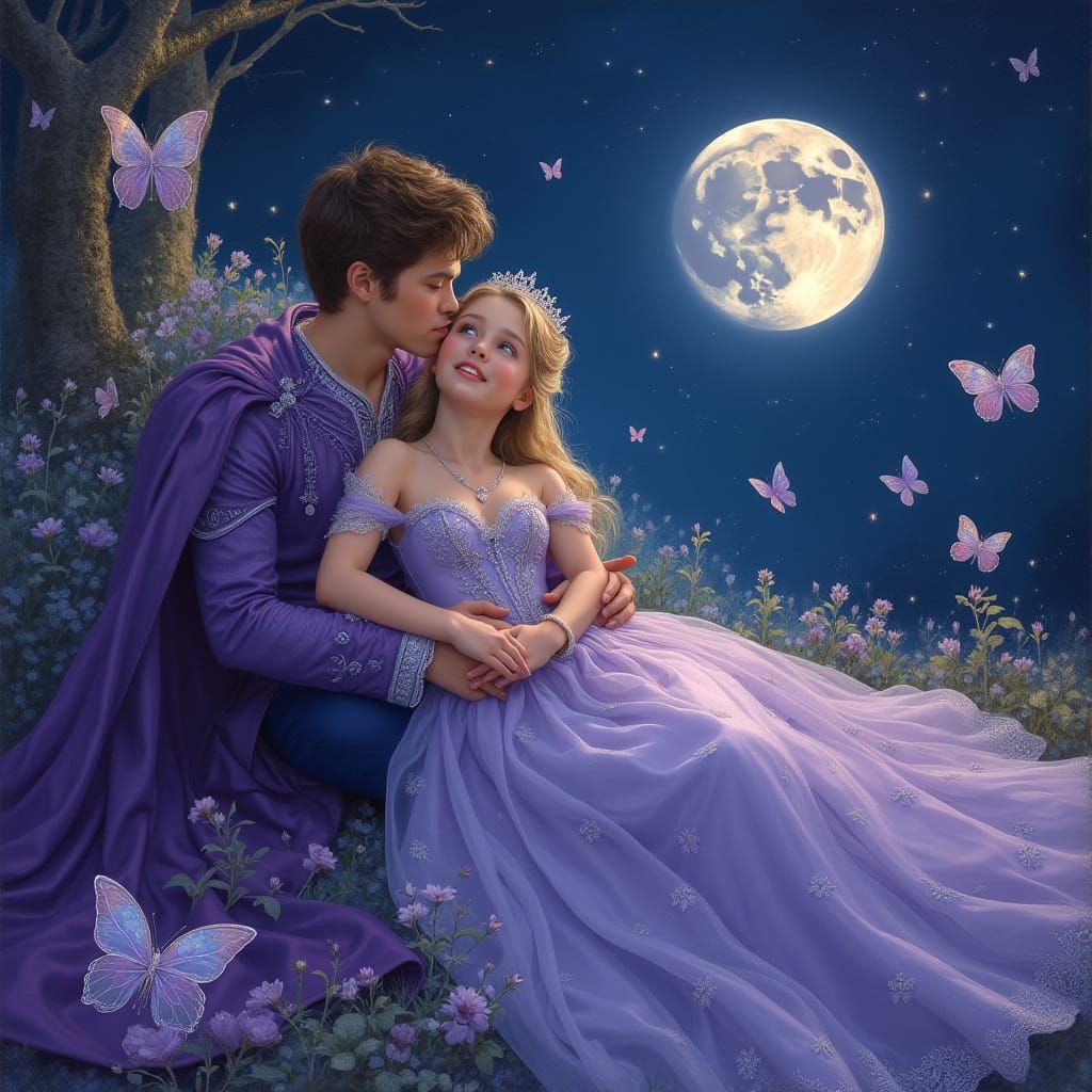 Serene Princess and King in Lavender Dreamscape