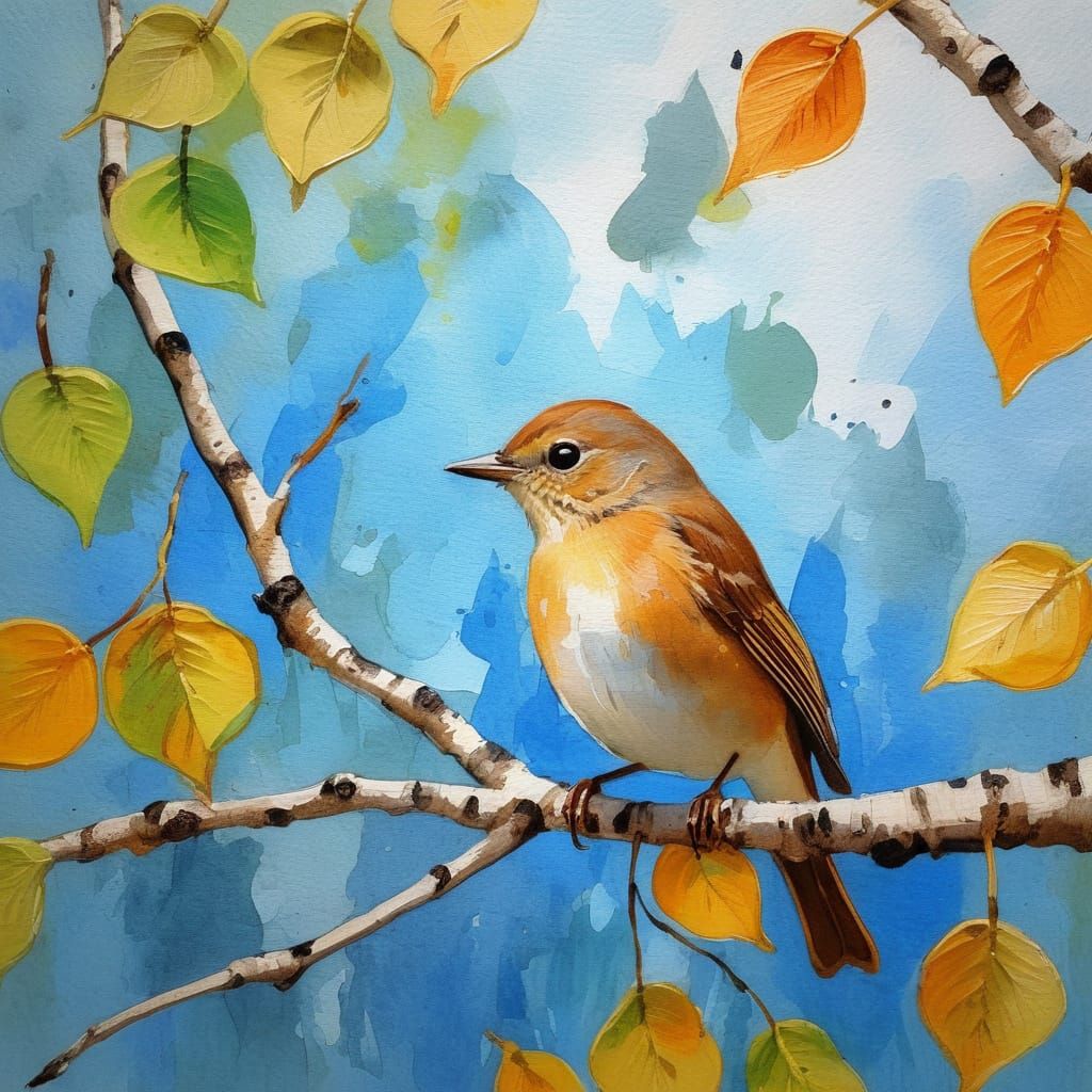 Vibrant Spring Nightingale in Dreamy Impressionist Style