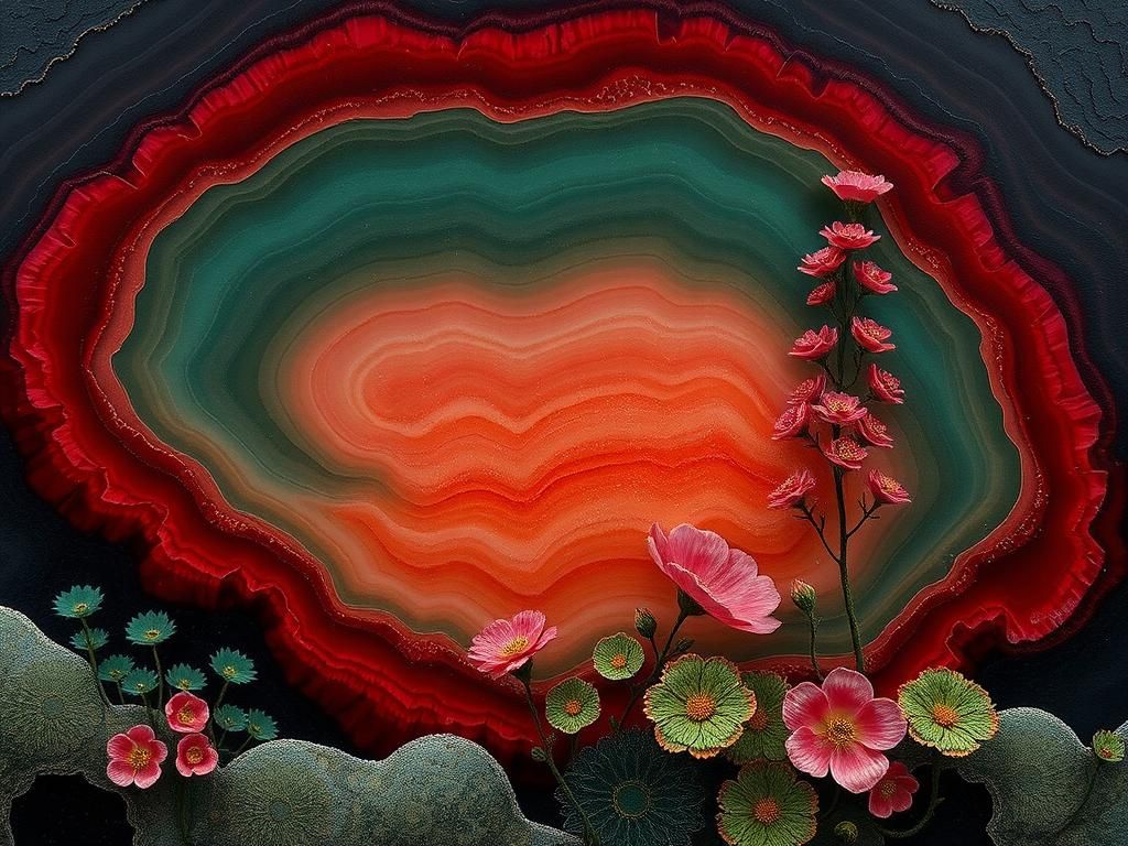 Blacksea Agate Myrtle Spurge in Cloisonné Style