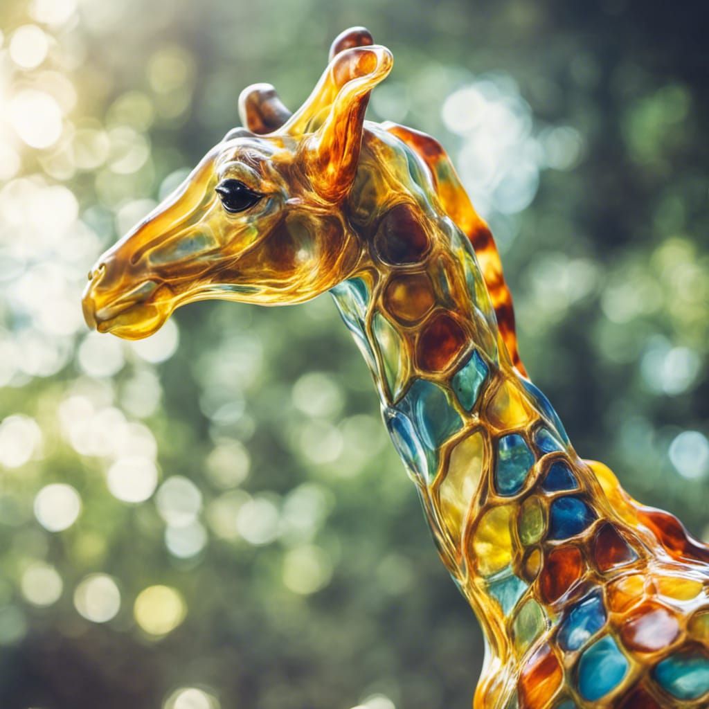 Blown Glass Giraffe in a Sunny Safari
